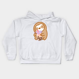 Cute Boba Milk Tea Sloth Kids Hoodie